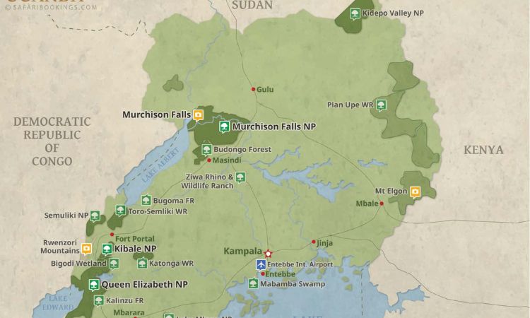 uganda national parks map