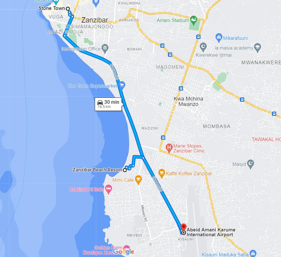 zanzibar airport map